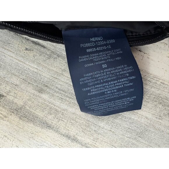 Herno Womens Black A Line Down Filled Nylon Chamonix Puffer Jacket Coat Sz 50 14 - Picture 15 of 16